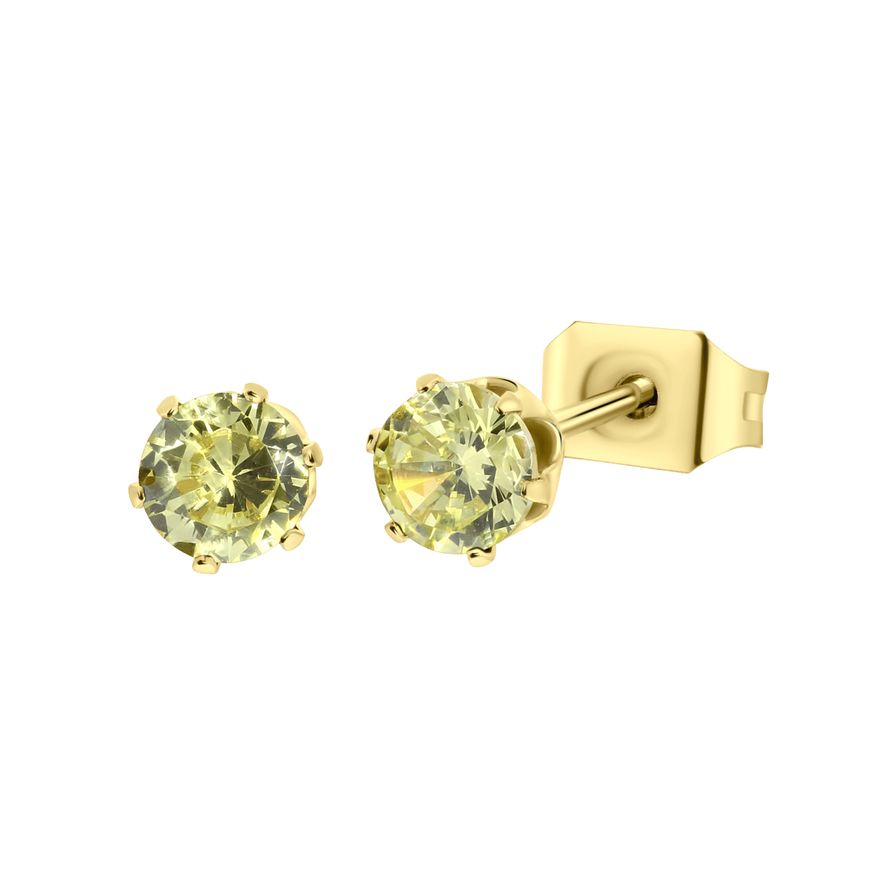 Stainless steel goldplated oorknoppen met geboortesteen voor dames