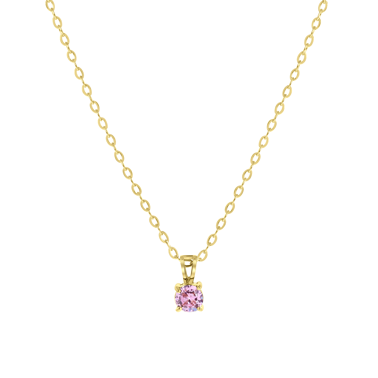 Stalen goldplated ketting&hanger geboortesteen