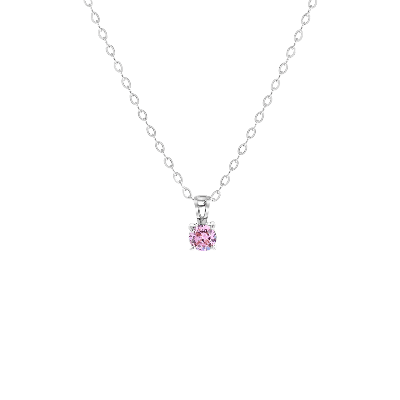 Stalen ketting&hanger geboortesteen