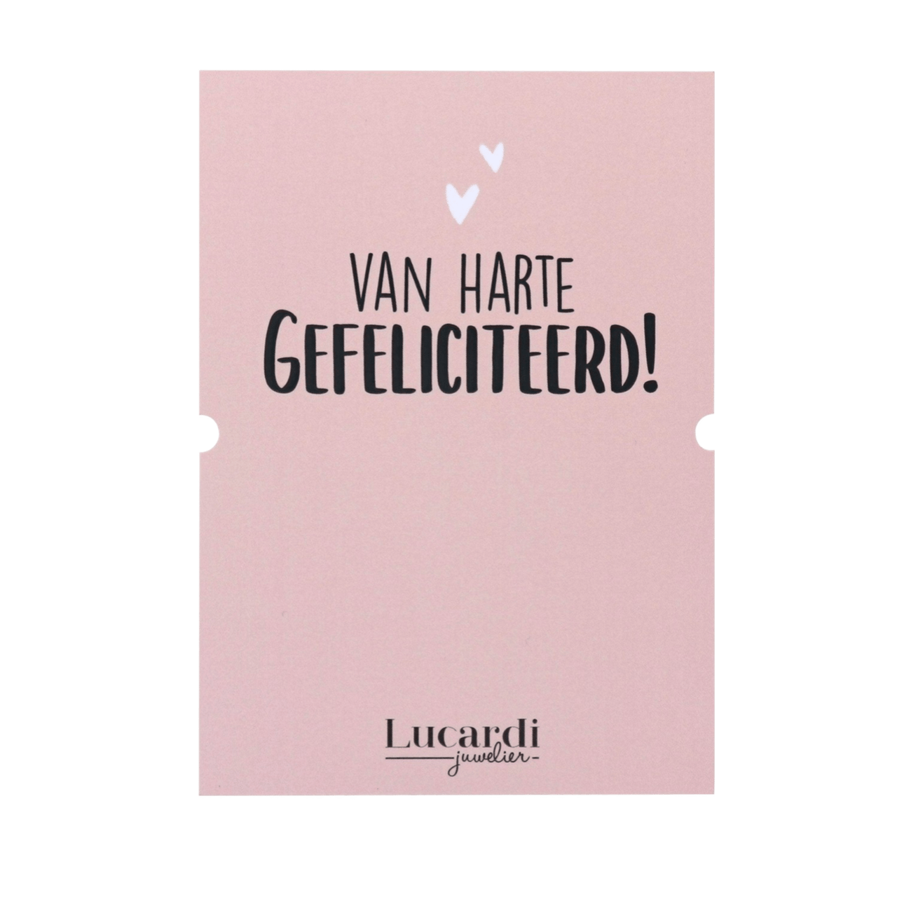Kaartje VAN HARTE.. met envelop voor armband