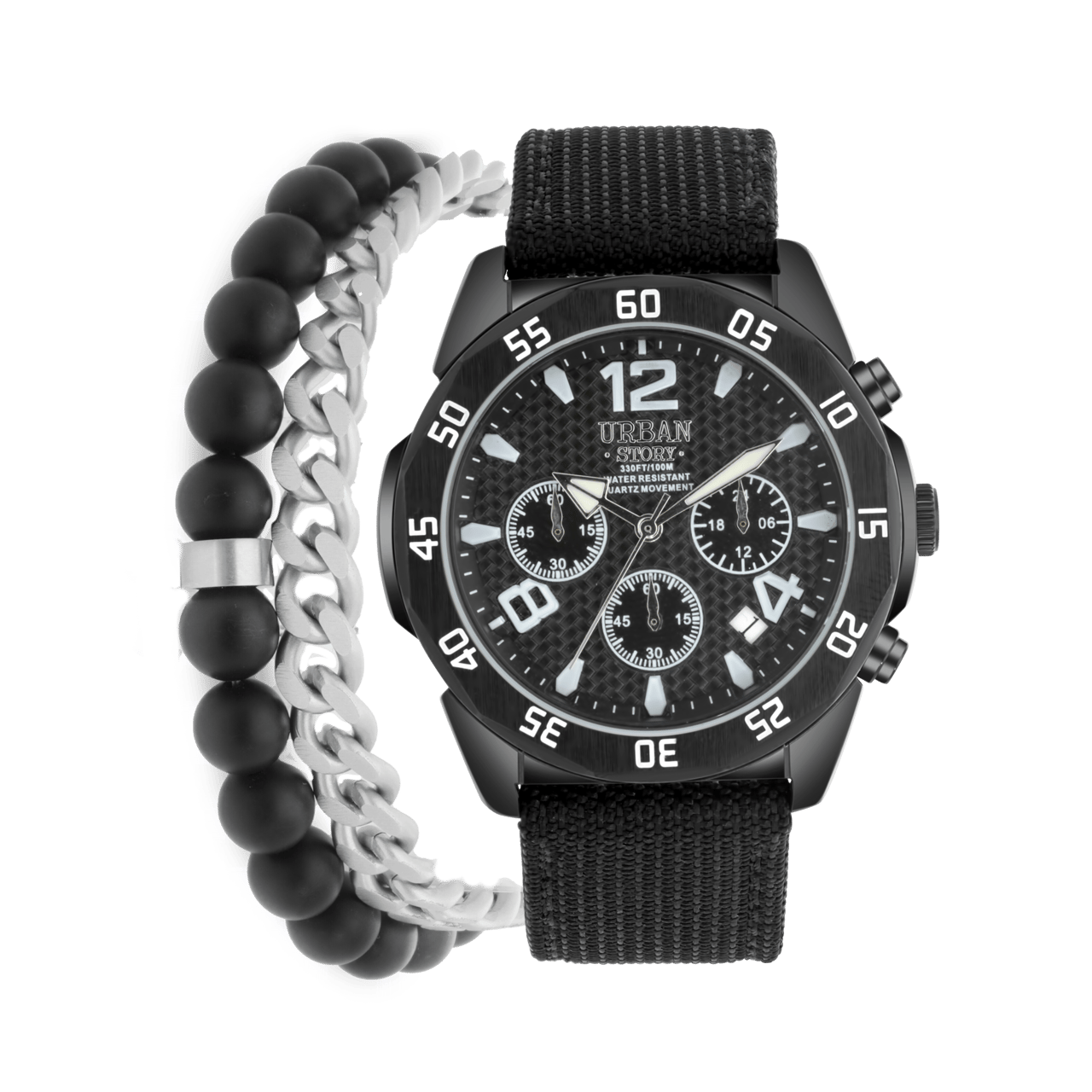 Urban Story Cadeau Set Heren Horloge Zwart