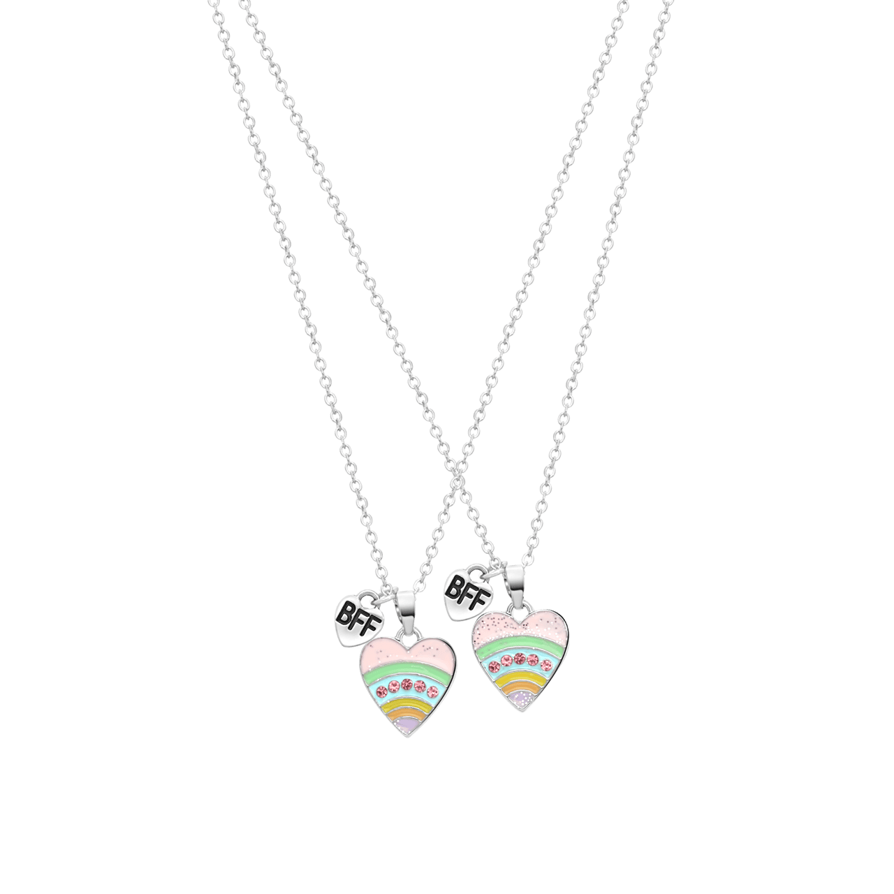 Bijoux zilverkleurige kinderketting set met hanger hart