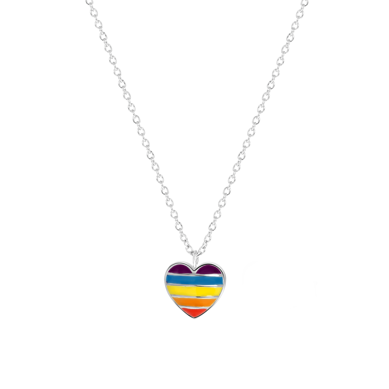 Halskette, 925 Silber, mit Anhänger, Herz, Regenbogen, K3