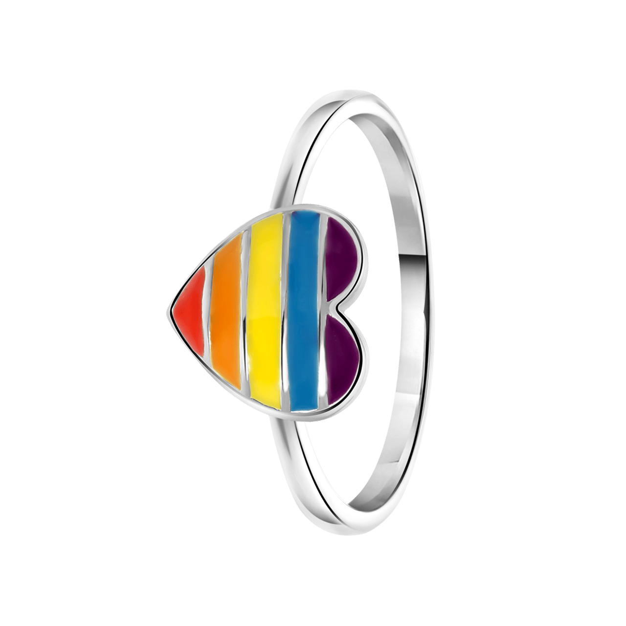 Ring, 925 Silber, Herz, Regenbogen, K3