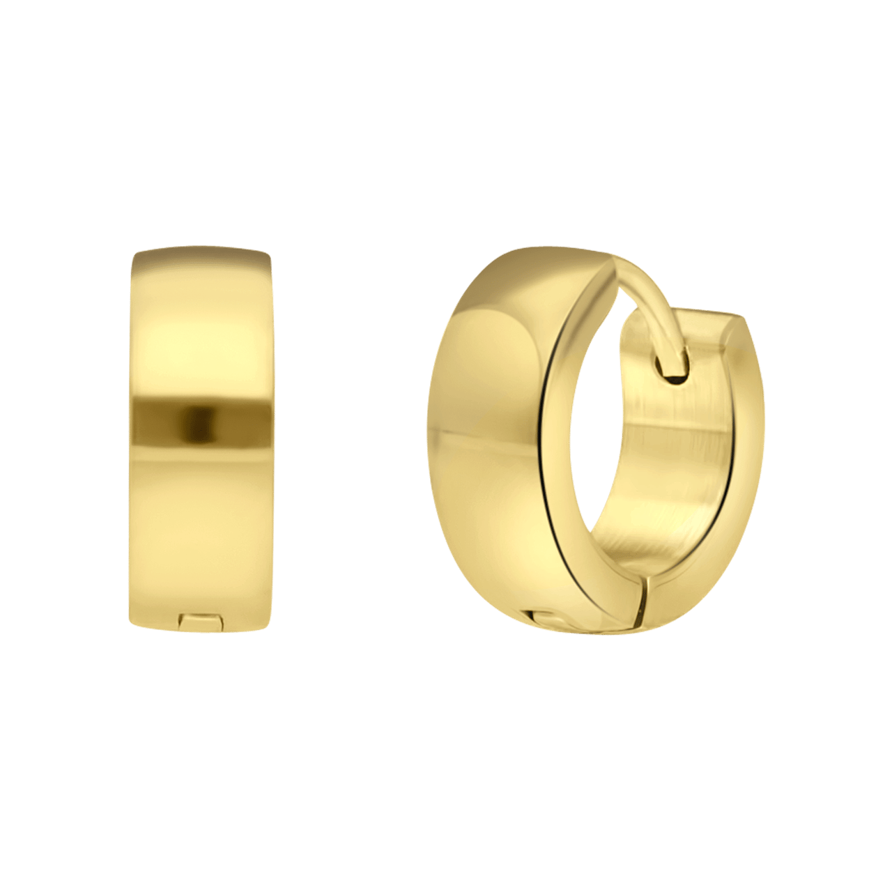 Gerecycleerd stalen goldplated heren oorringen 5mm