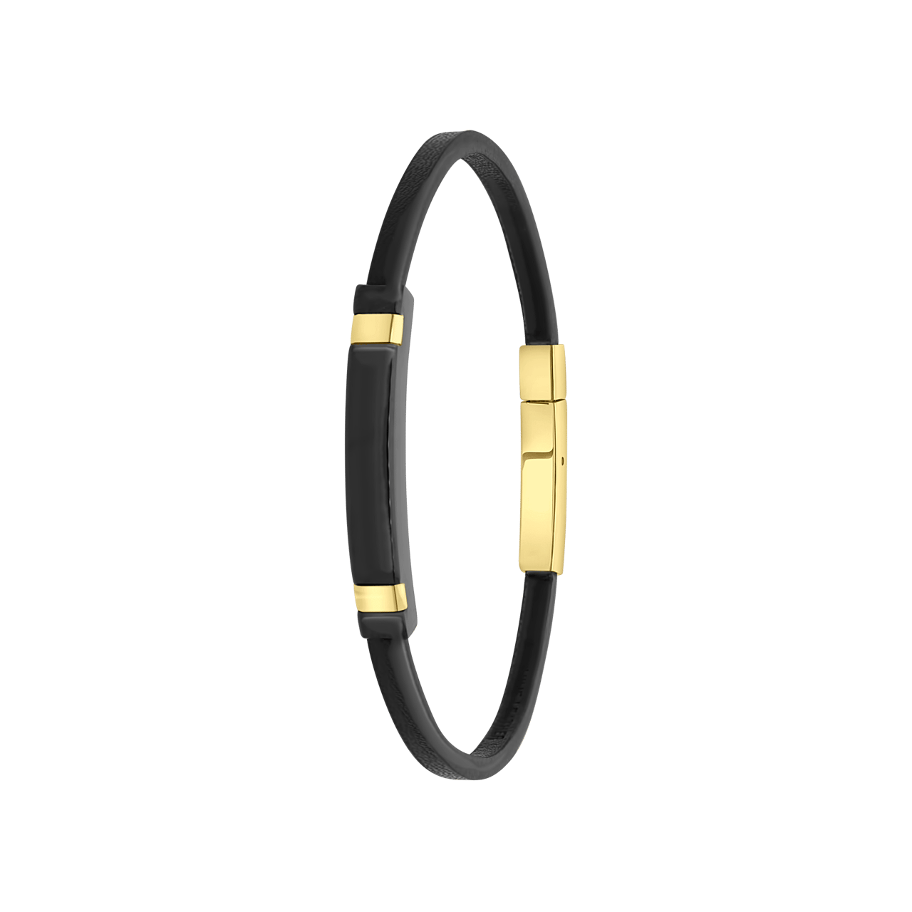 Leren goldplated herenplaatarmband