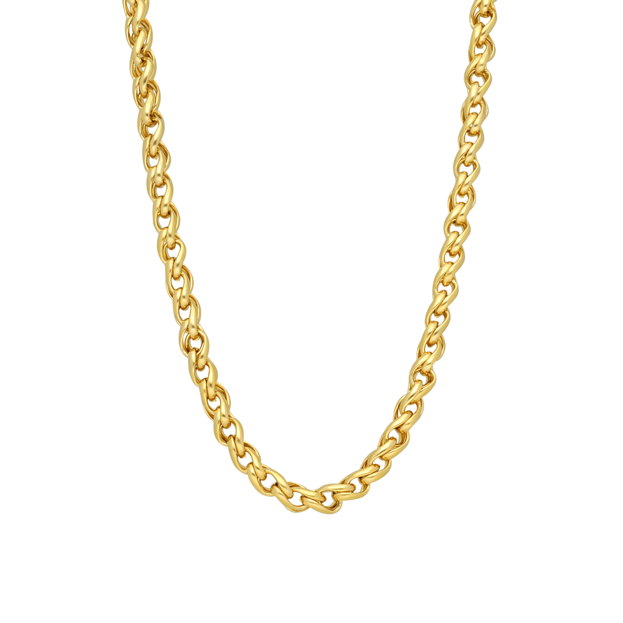 Gerecycleerd stainless steel goldplated ketting schakel spiga