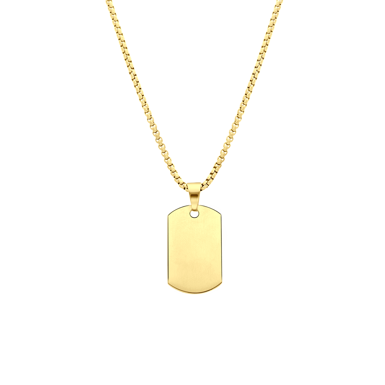 Gerecycled stainless steel goldplated ketting met hanger plaat mat voor heren