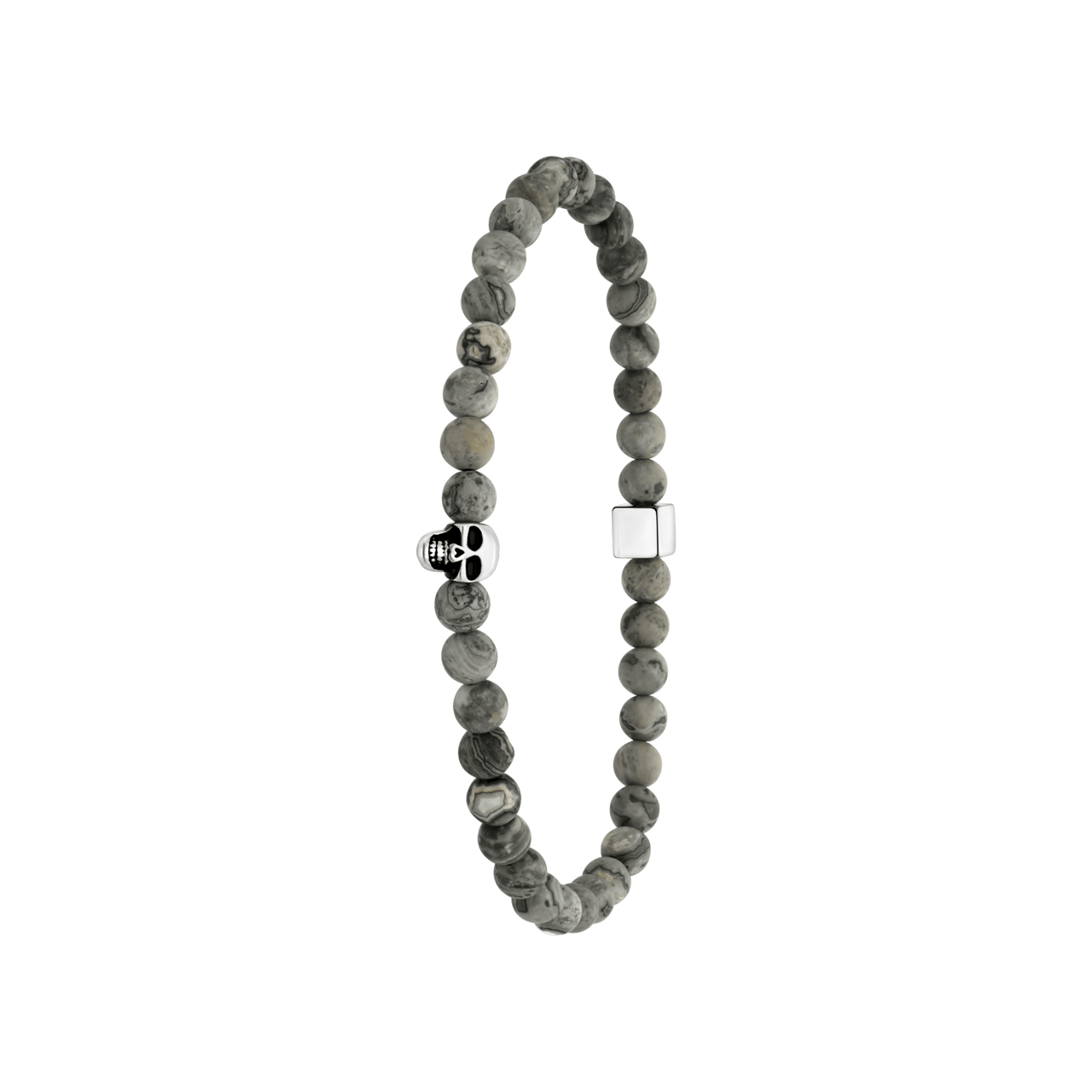 Gerecycleerd stainless steel herenarmband picasso jasper doodshoofd
