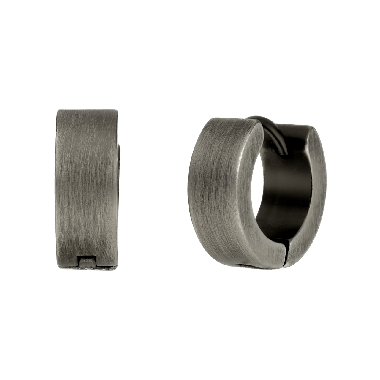 Gerecycleerd stainless steel heren oorringen antique finish