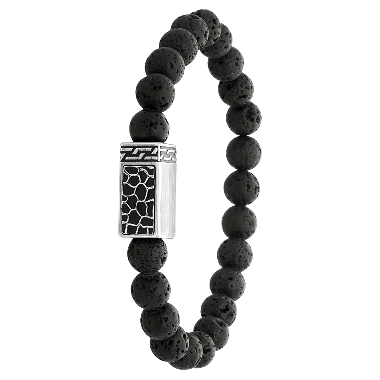 Herrenarmband, Edelstahl, mit Lavasteinen