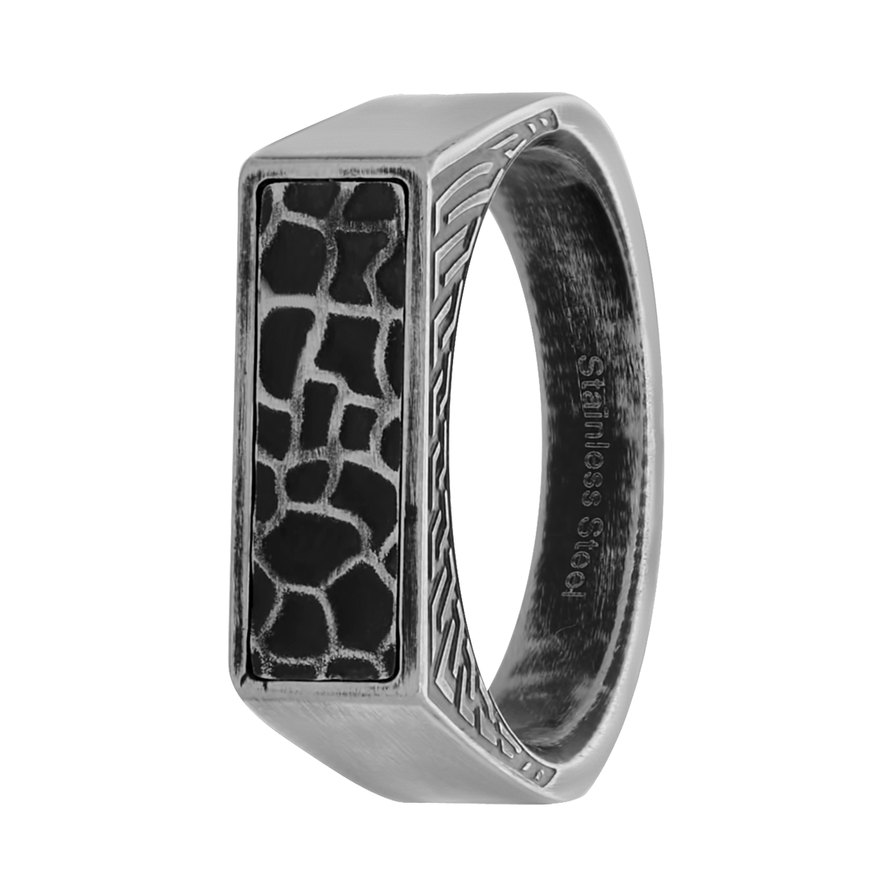 Stainless steel heren zegelring antique finish