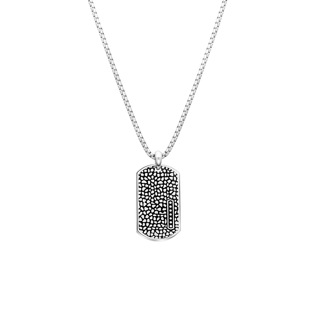 Stainless steel herenketting plaat reptiel antique finish