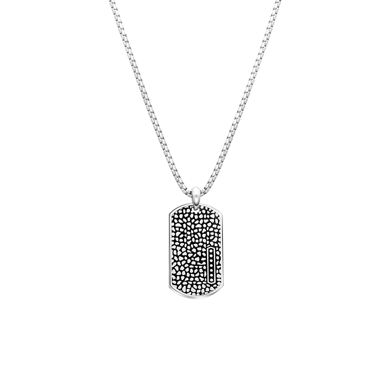 Stalen herenketting plaat reptiel antique finish