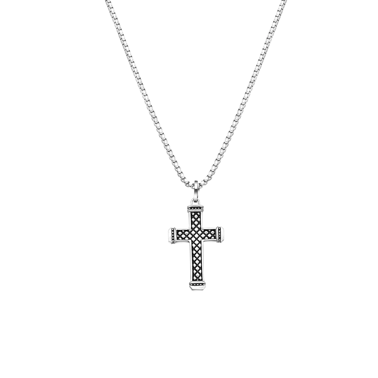 Stalen herenketting met hanger kruis reptiel