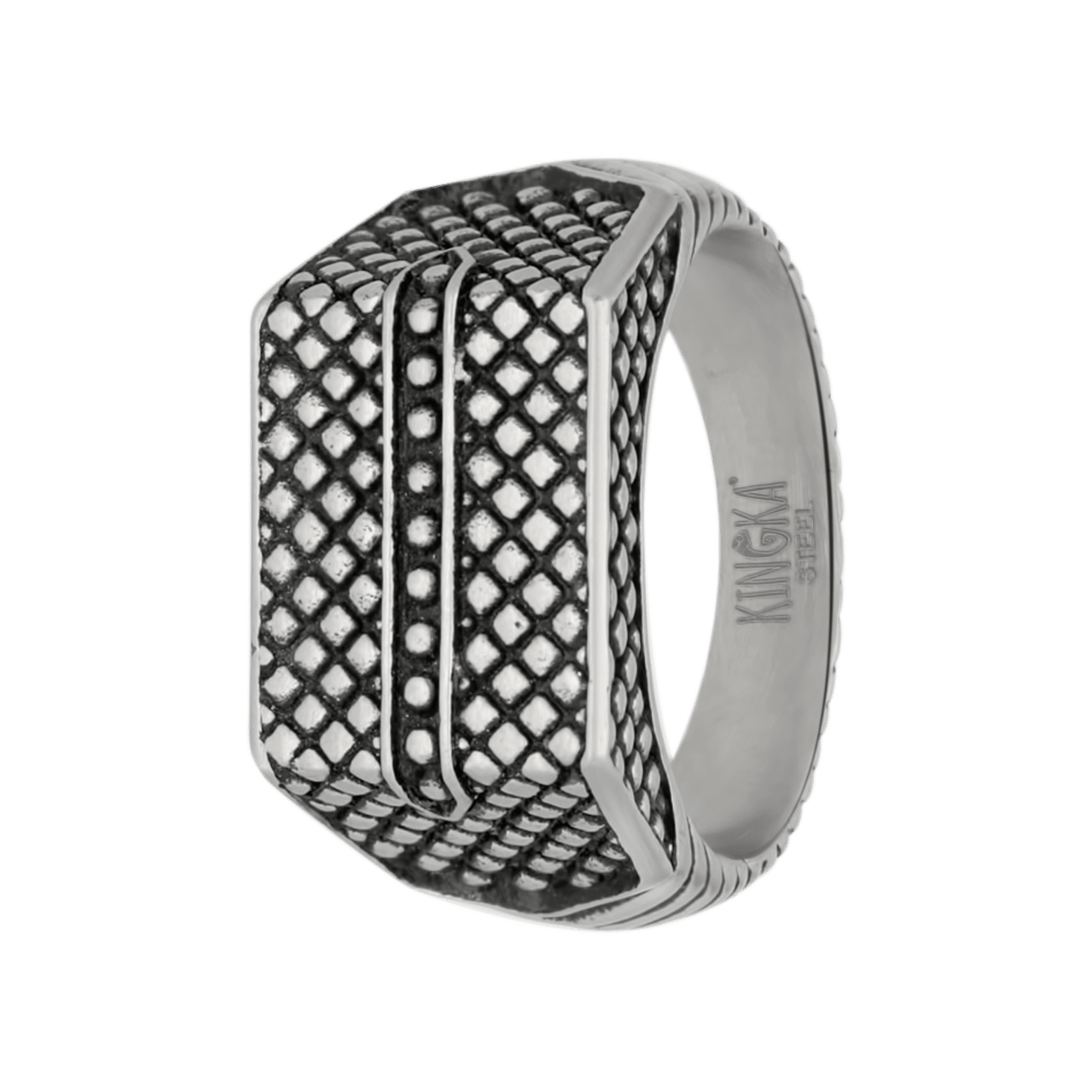 Stainless steel heren zegelring reptiel antique finish