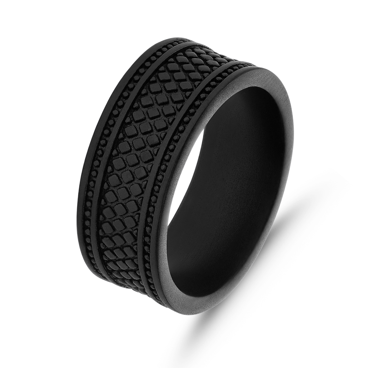 Stainless steel herenring reptiel zwart