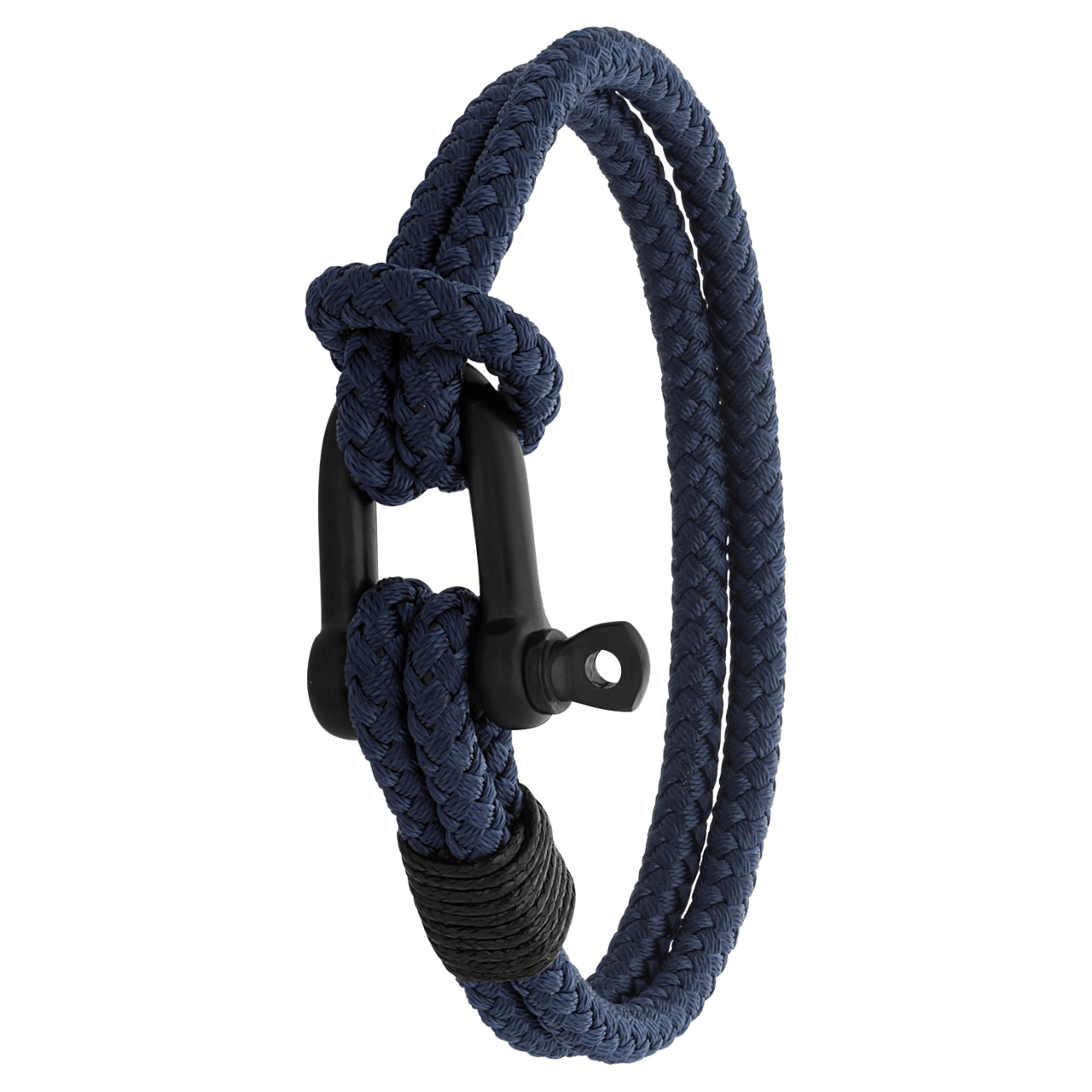 Stalen herenarmband boeisluiting donkerblauw/zwart