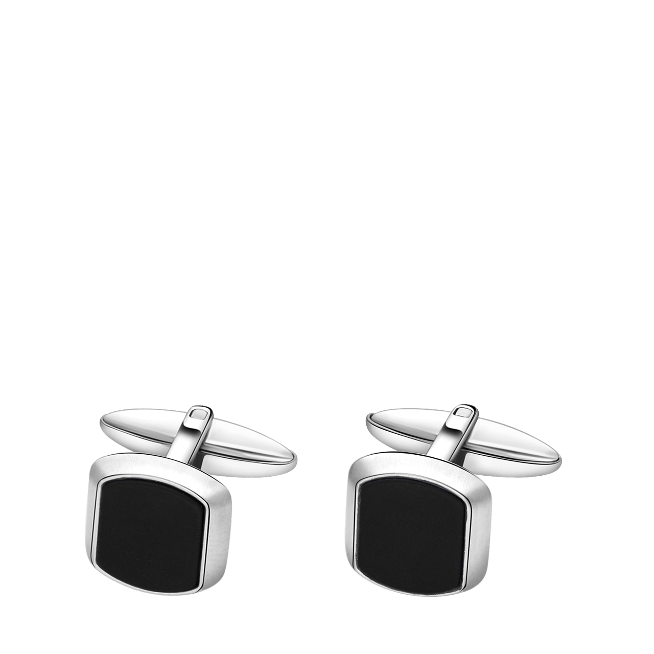 Gerecycled stalen manchetknopen black agate