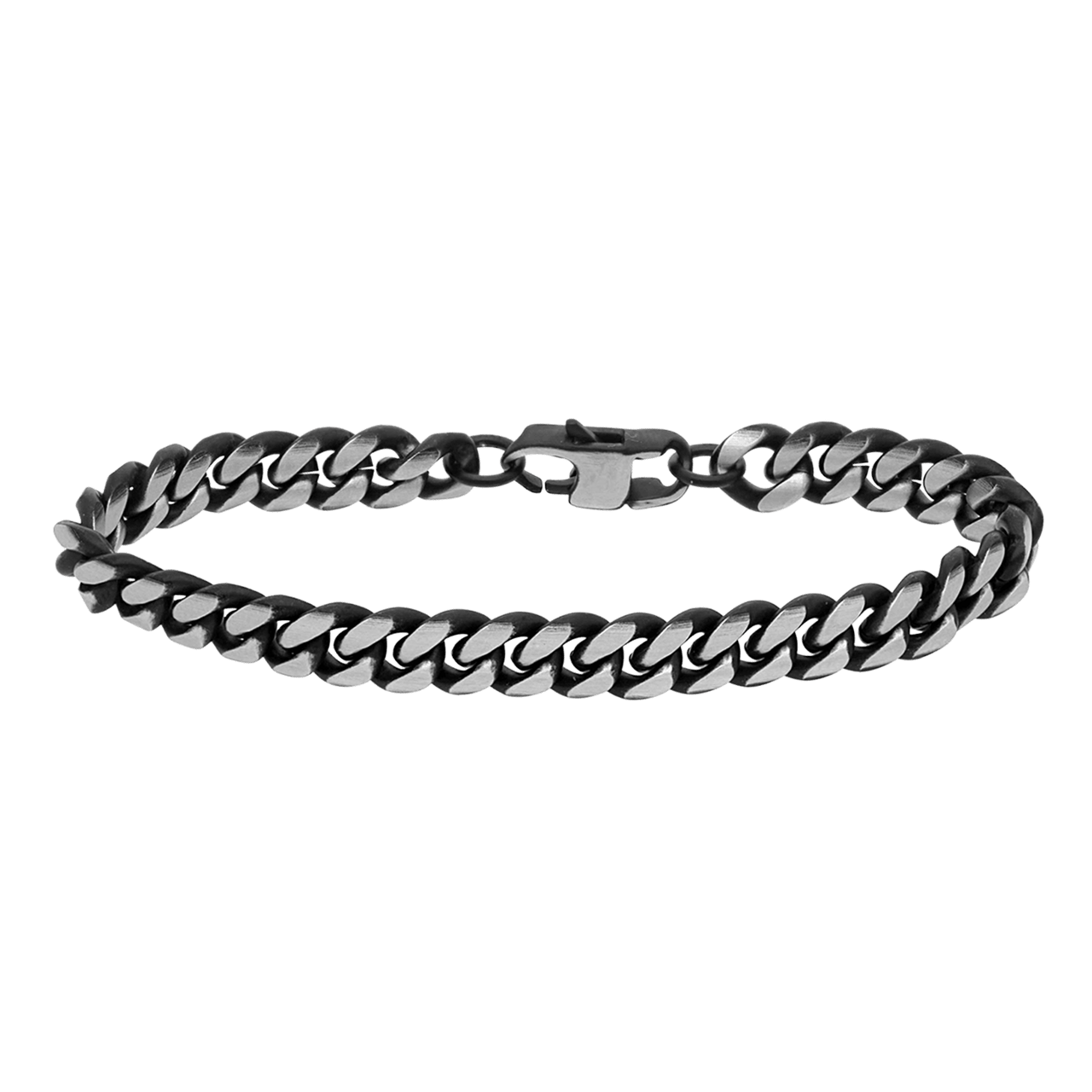Gerecycleerd stainless steel herenarmband gourmet zwart