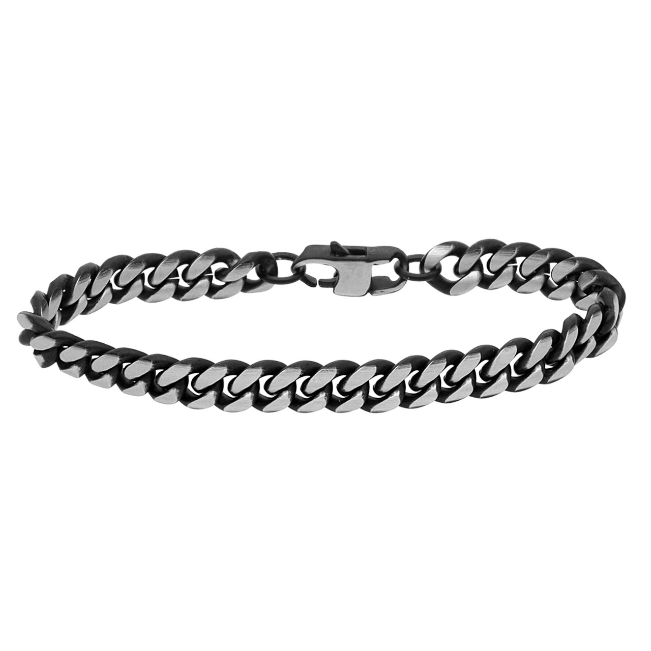 Gerecycleerd stalen herenarmband gourmet zwart