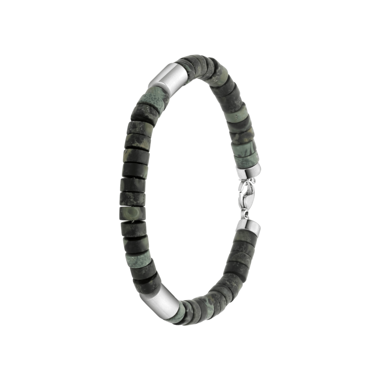 Gerecycleerd stalen herenarmband natuursteen green jasper