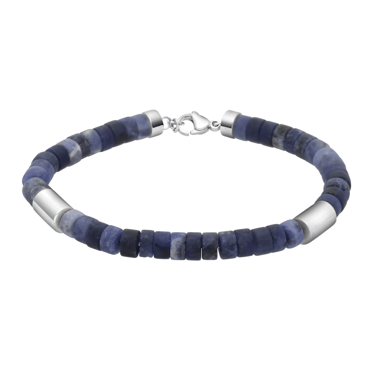 Gerecycleerd stainless steel herenarmband natuursteen sodalite