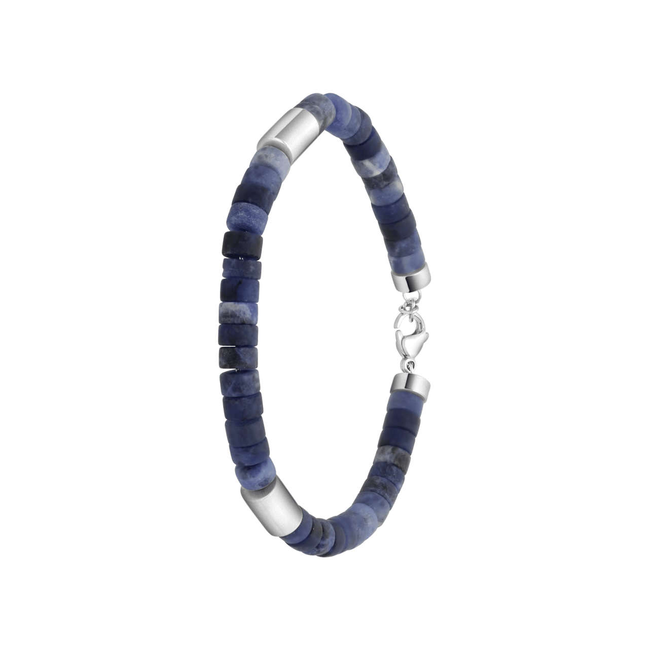 Gerecycleerd stalen herenarmband natuursteen sodalite