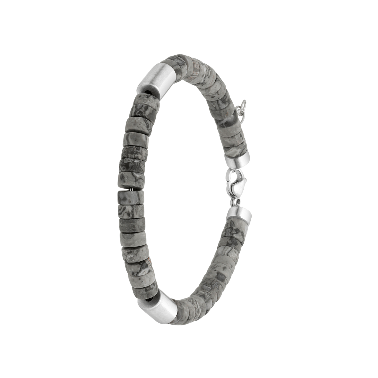 Gerecycleerd stalen herenarmband natuursteen picasso jasper