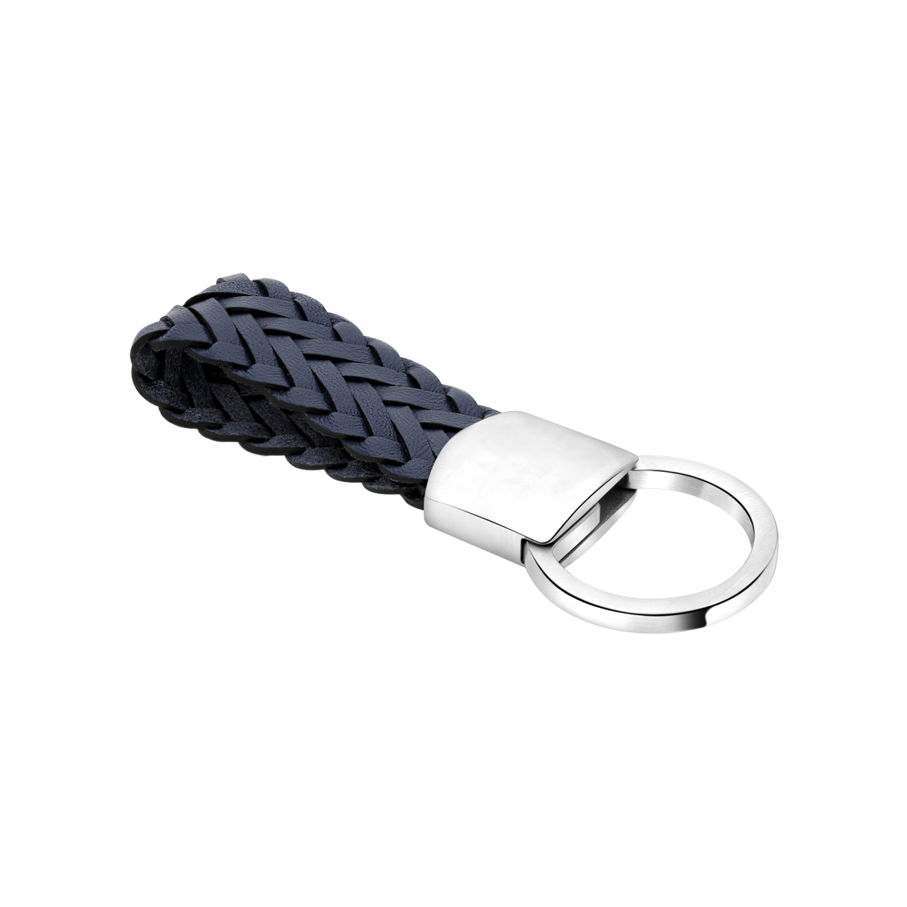 Stalen sleutelhanger leer blauw