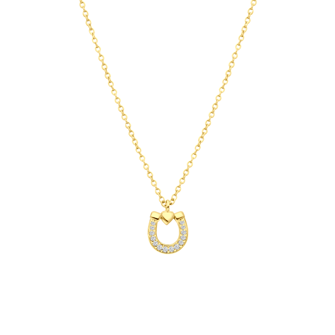 Zilveren goldplated kinderketting met hanger hoefijzer