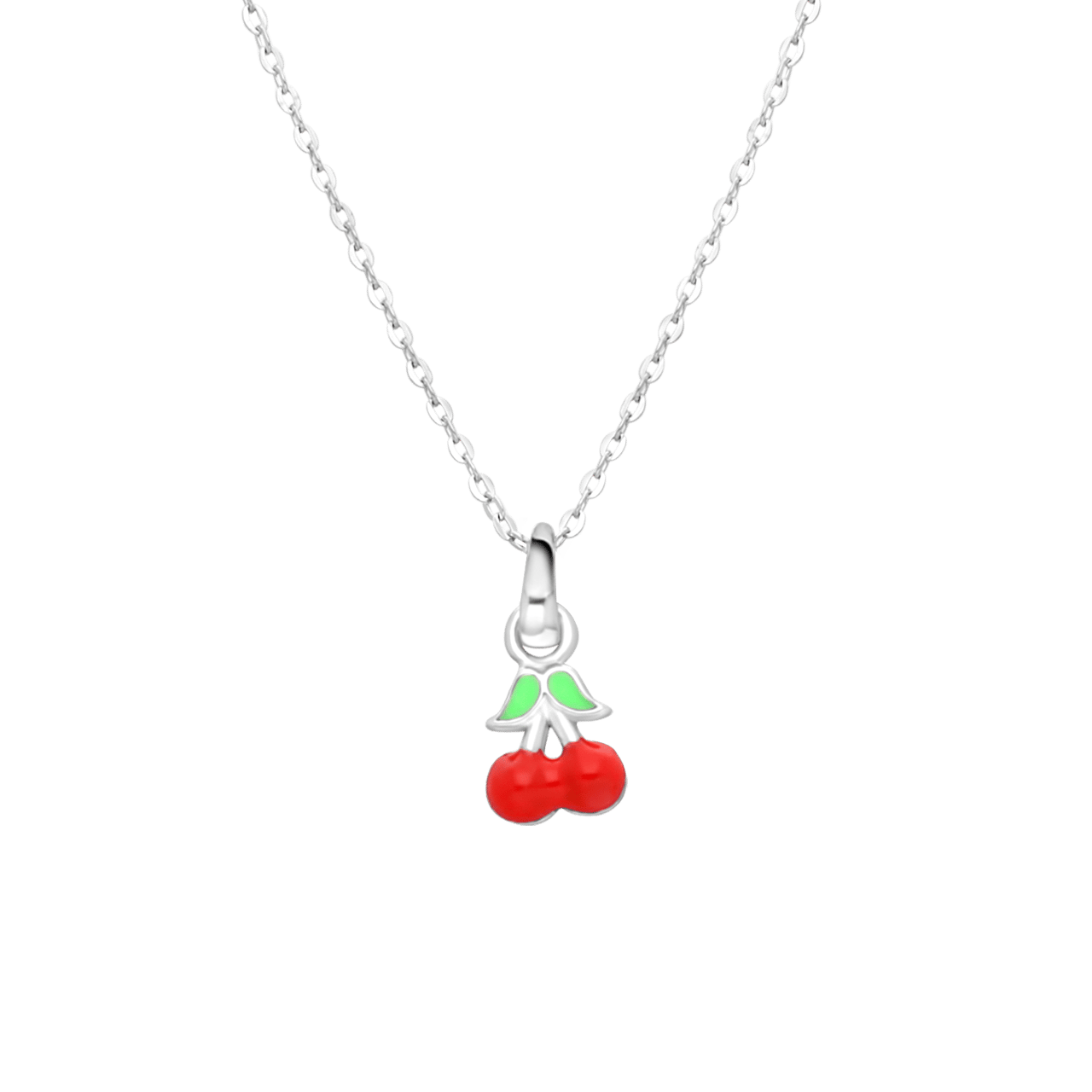 Zilveren ketting met hanger enamel kers