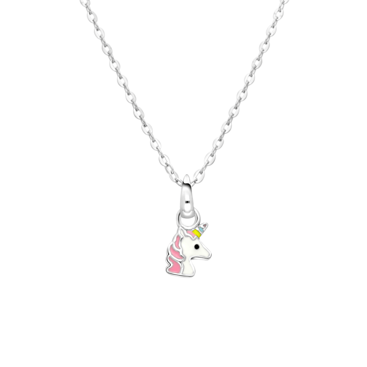 Zilveren ketting met hanger enamel eenhoorn