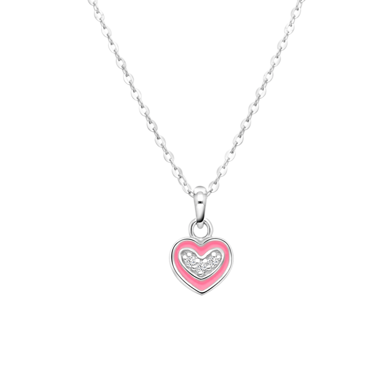 Zilveren ketting met hanger hart enamel zirkonia