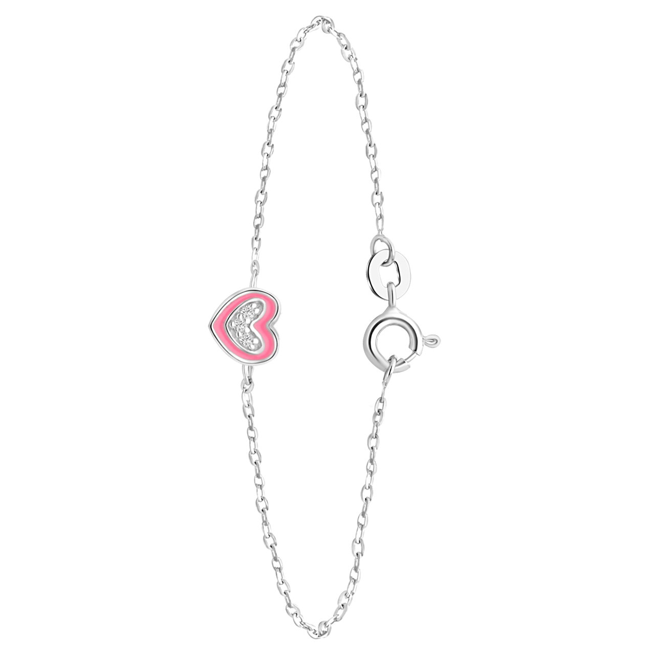 Armband, 925 Silber, Herz, Emaille, Zirkonia
