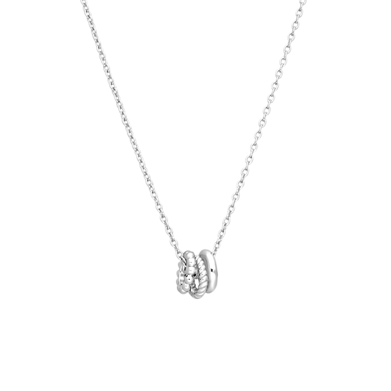 Zilveren ketting met hanger 3ring twisted