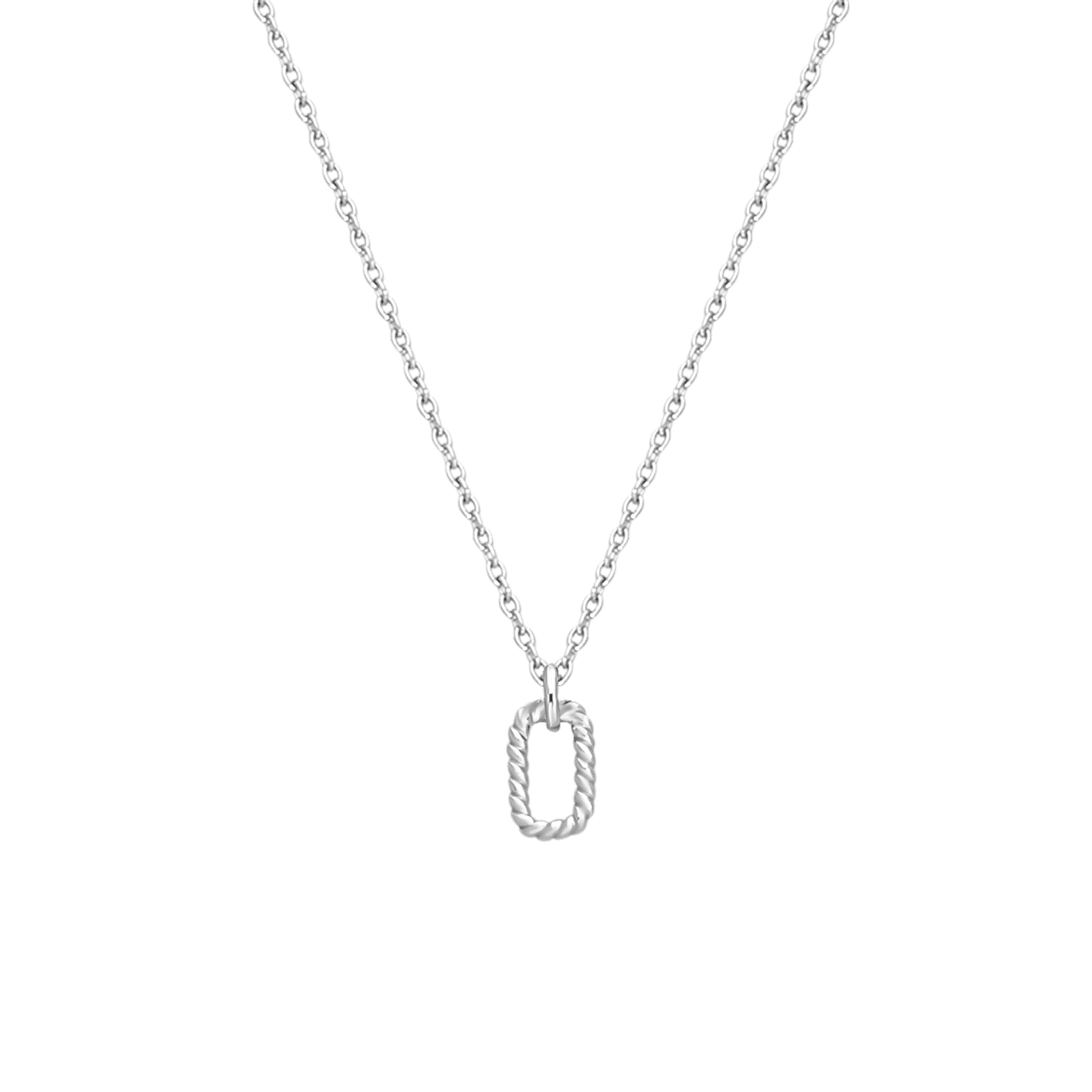 Zilveren ketting met hanger twisted