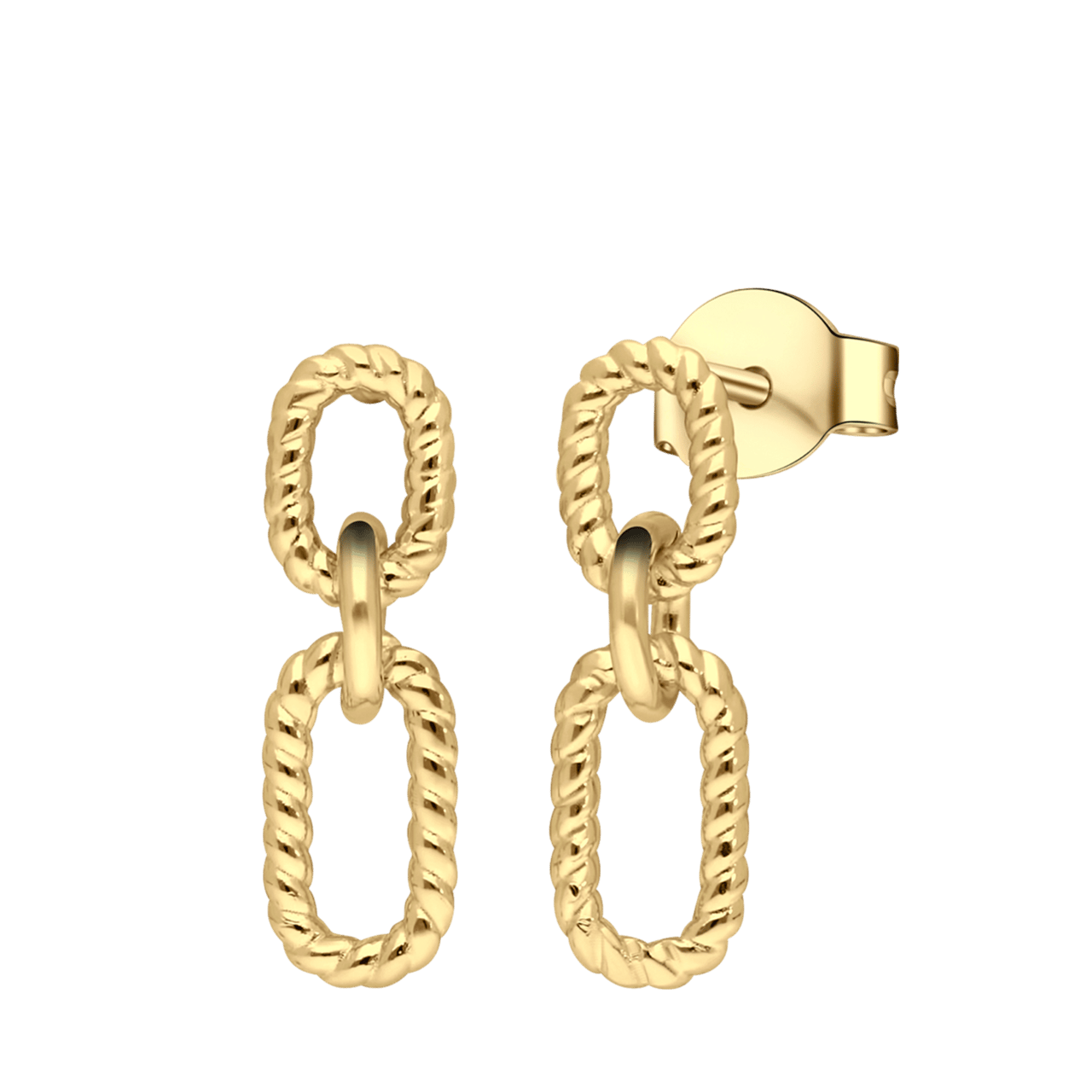 Zilveren goldplated oorhangers met hanger twisted voor dames