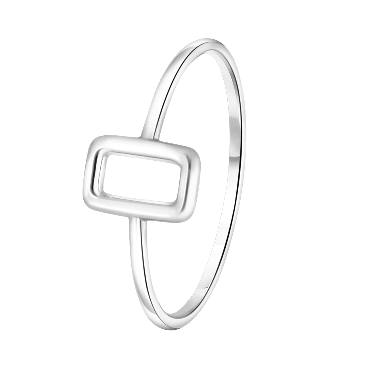 Zilveren ring rechthoek