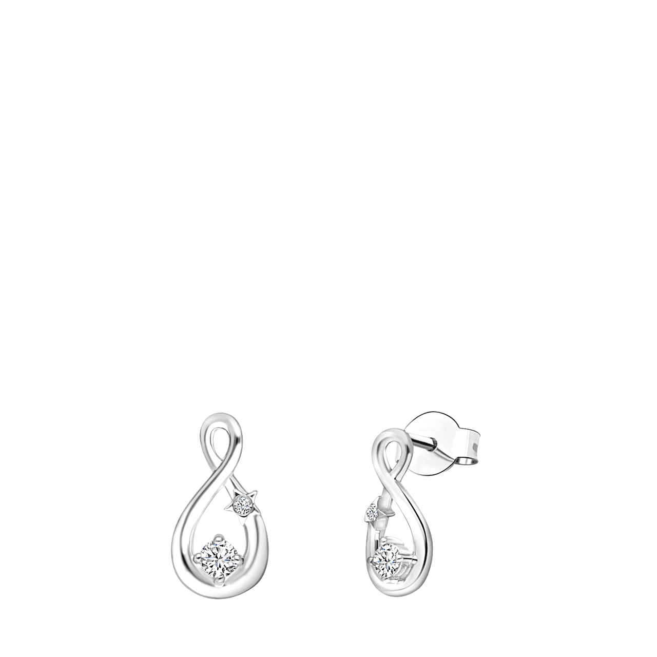 Ohrstecker, 925 Silber, Infinity, Zirkonia