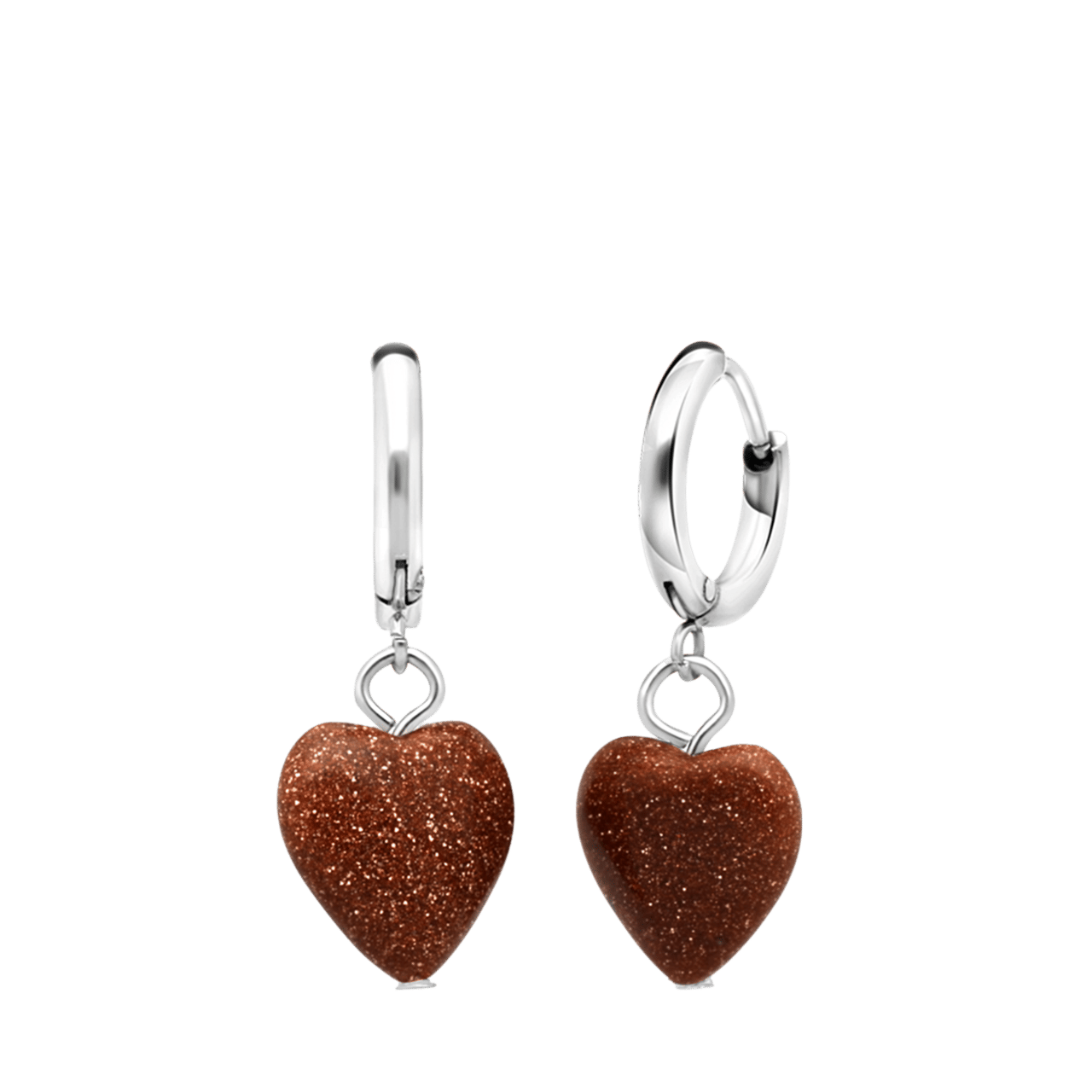 Stainless steel oorbellen met hart zonnesteen