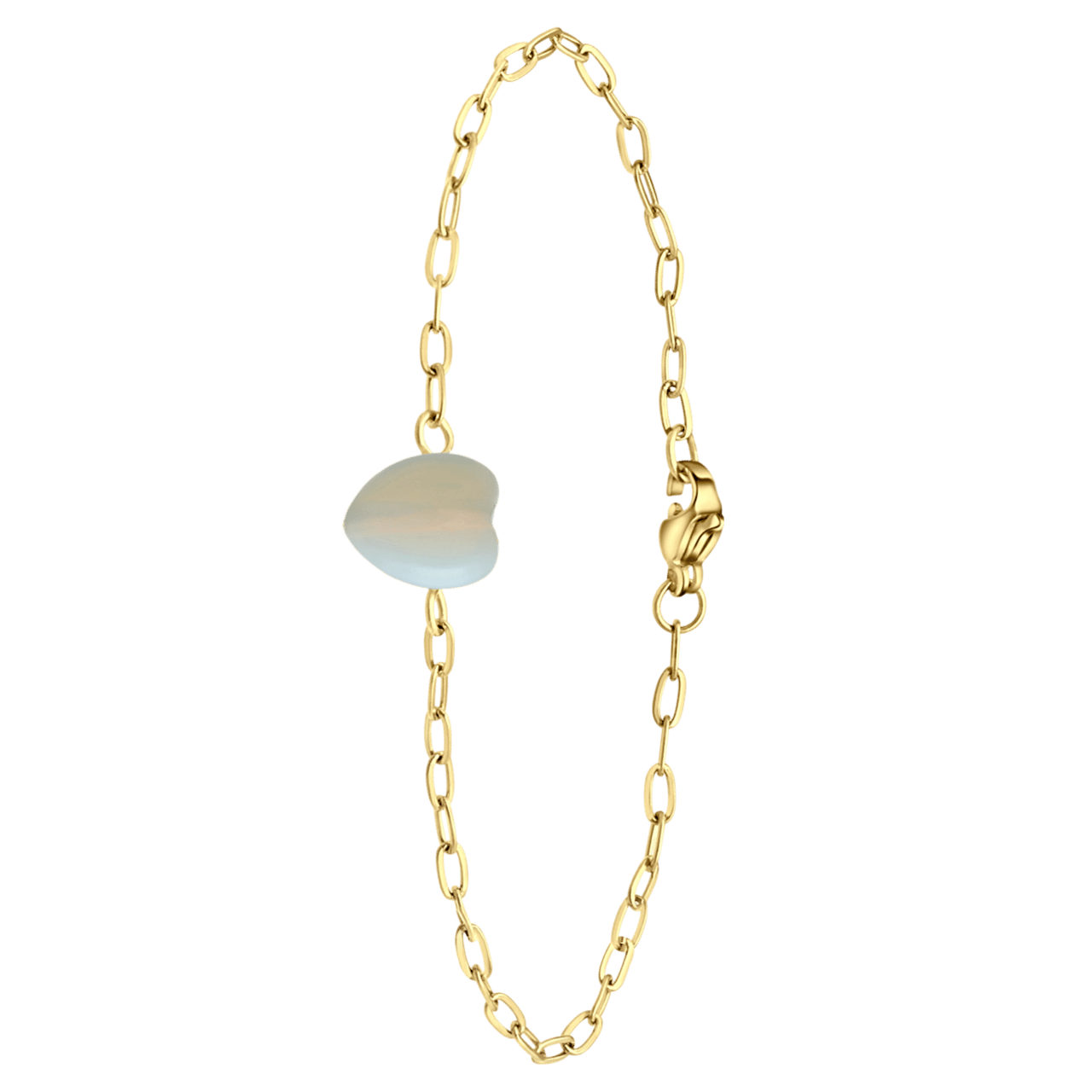 Stalen goldplated fantasiearmband met hanger hart met lapis lazuli voor dames