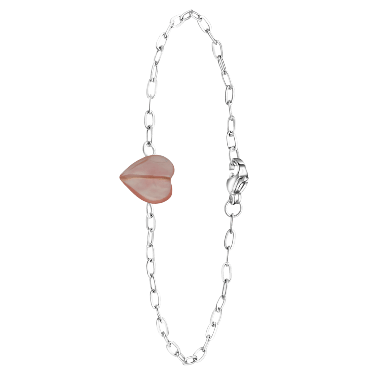 Armband, Edelstahl, mit Herz, Rhodonit
