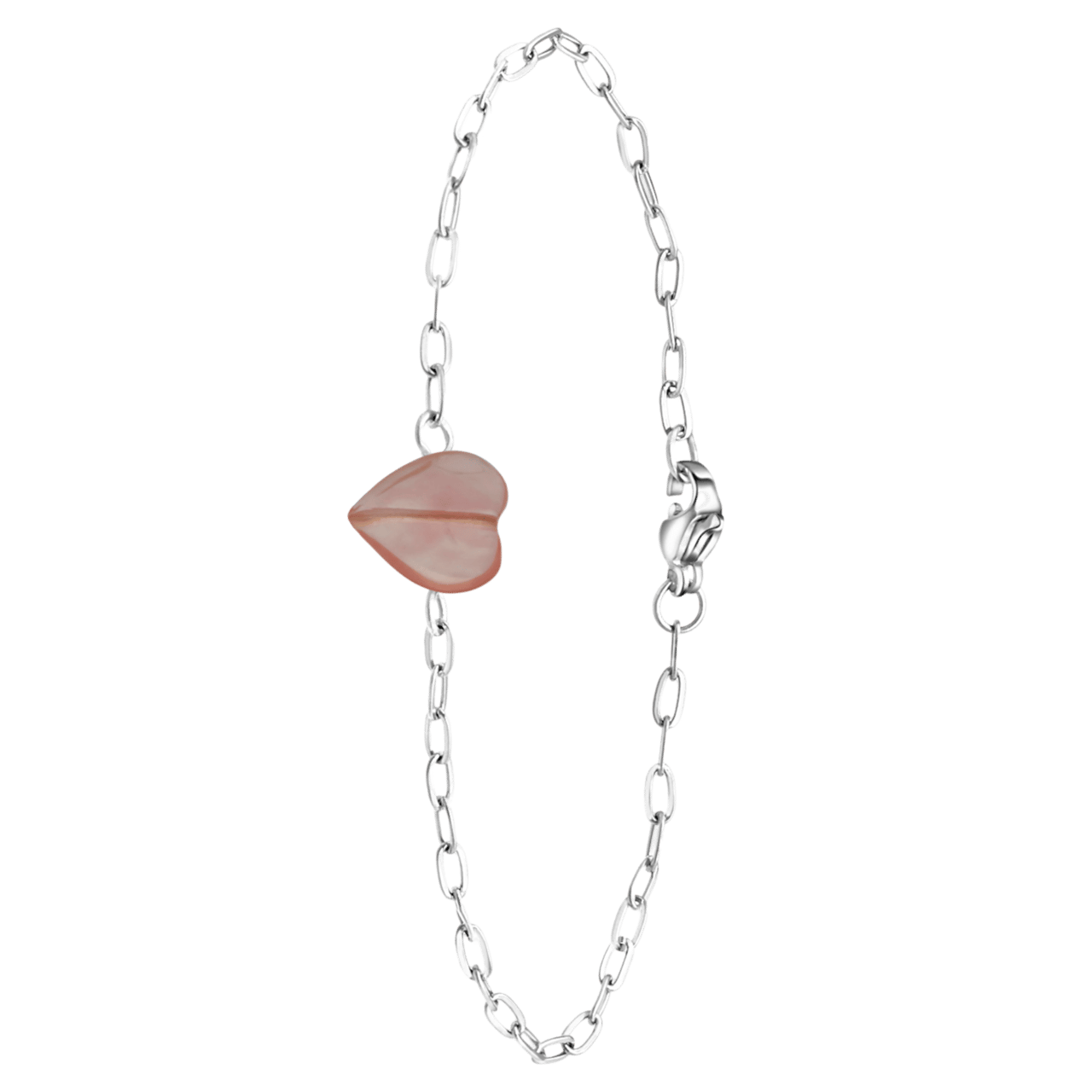 Stainless steel armband met hart rhodoniet