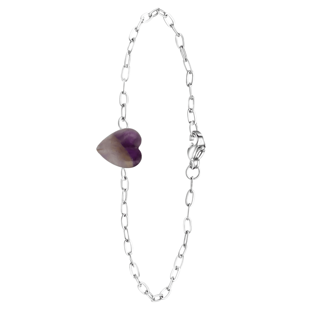 Stainless steel armband met hart amethist