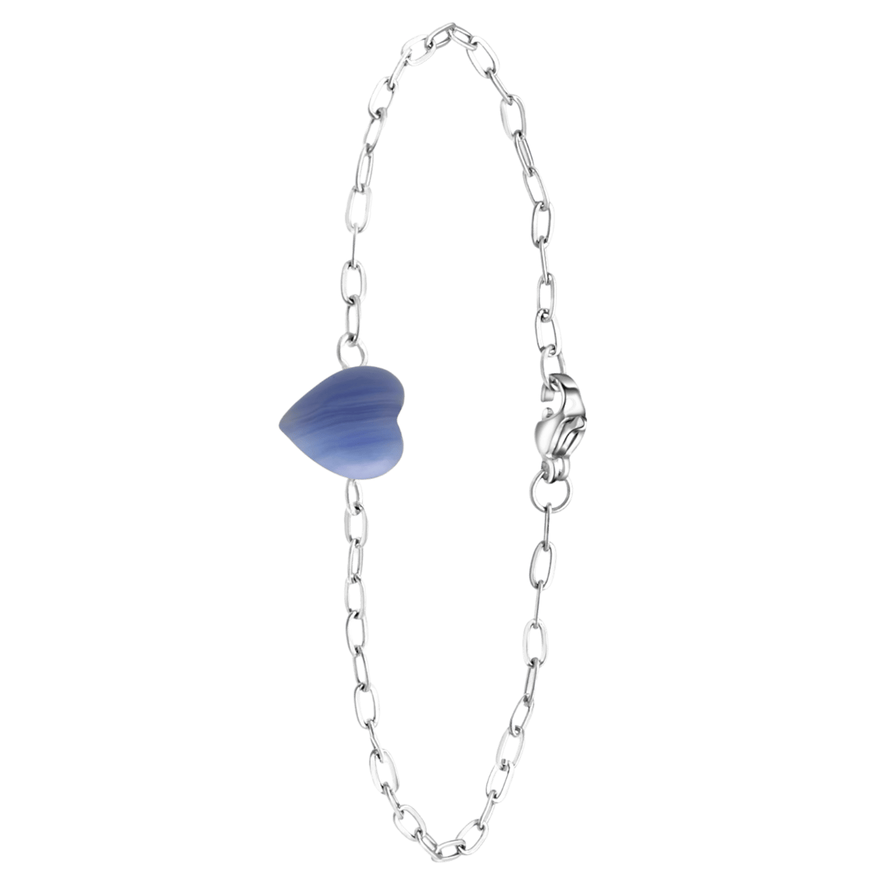 Stalen armband met hart blauwe agaat