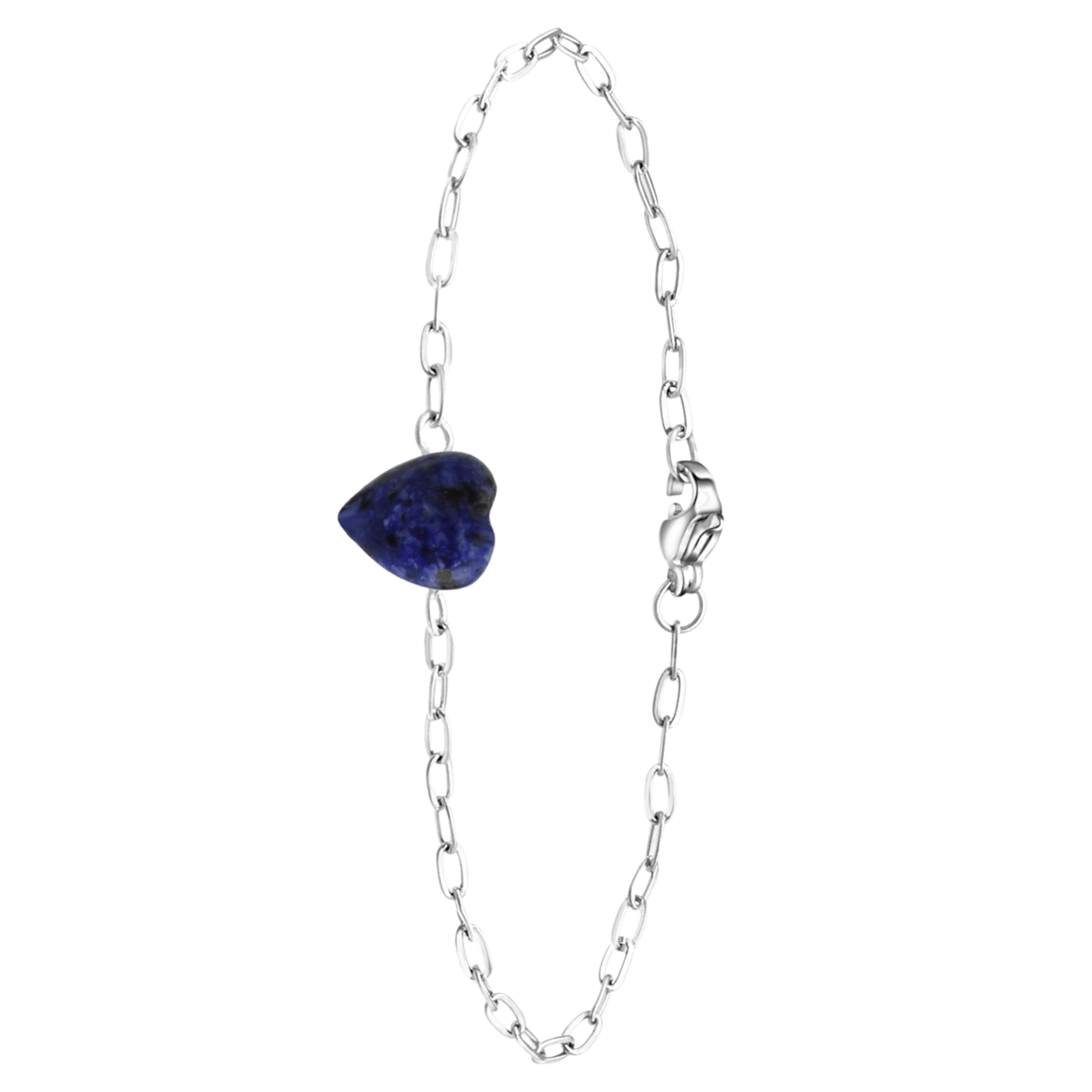 Stainless steel armband met hart lapis lazuli
