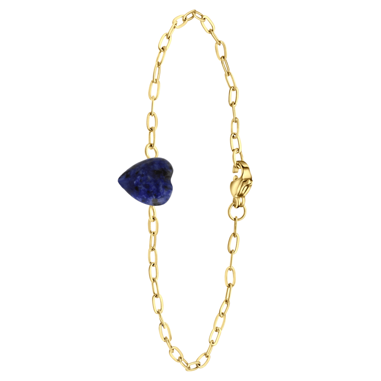Armband, Edelstahl, vergoldet, mit Herz, Lapis Lazuli