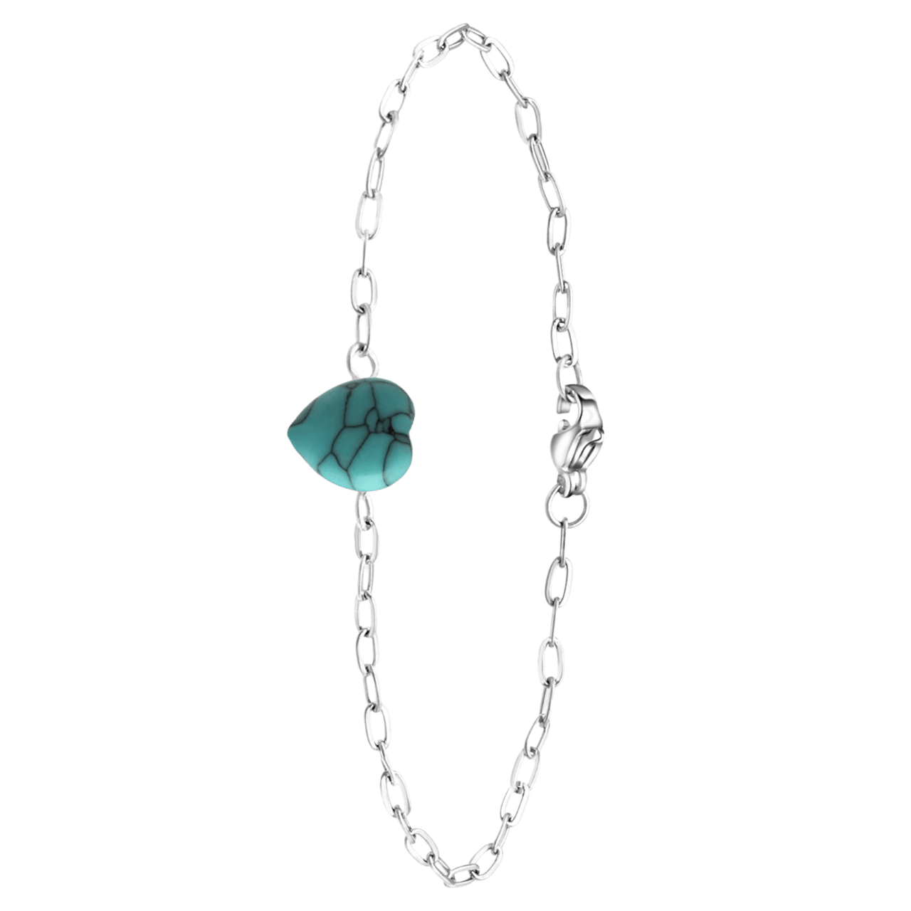 Stainless steel armband met hart turqouise