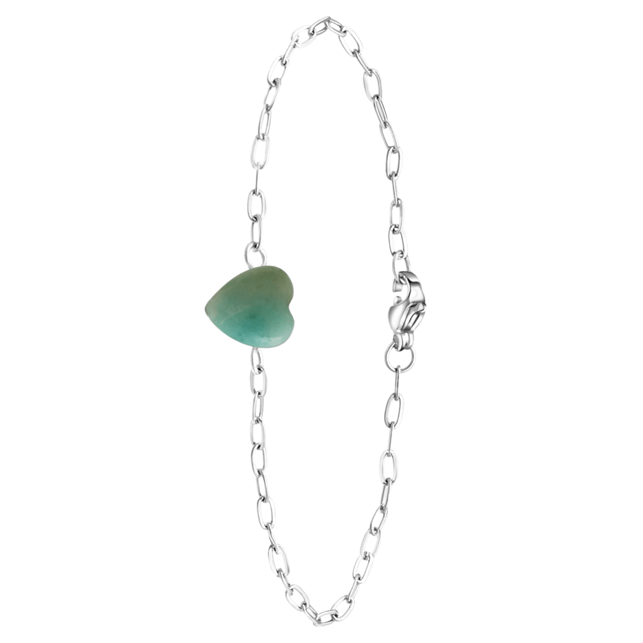 Stainless steel armband met hart groene aventurijn